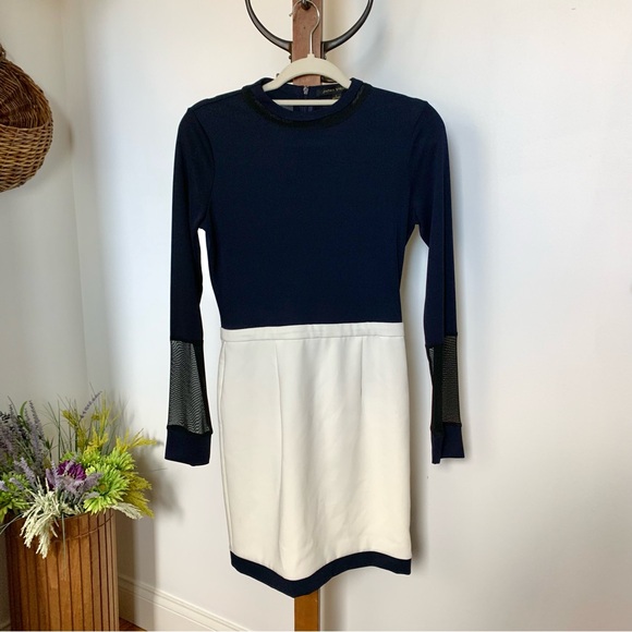 Cynthia Steffe Navy & White Mesh detail Mini Dress - Picture 9 of 15